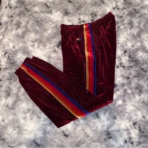 Aviator Nation velvet sweat pant jogger small wine red